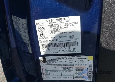 2011 Ford F-150 Xlt z USA, uszkodzony, nr VIN 1FTFW1EF2BFA23131